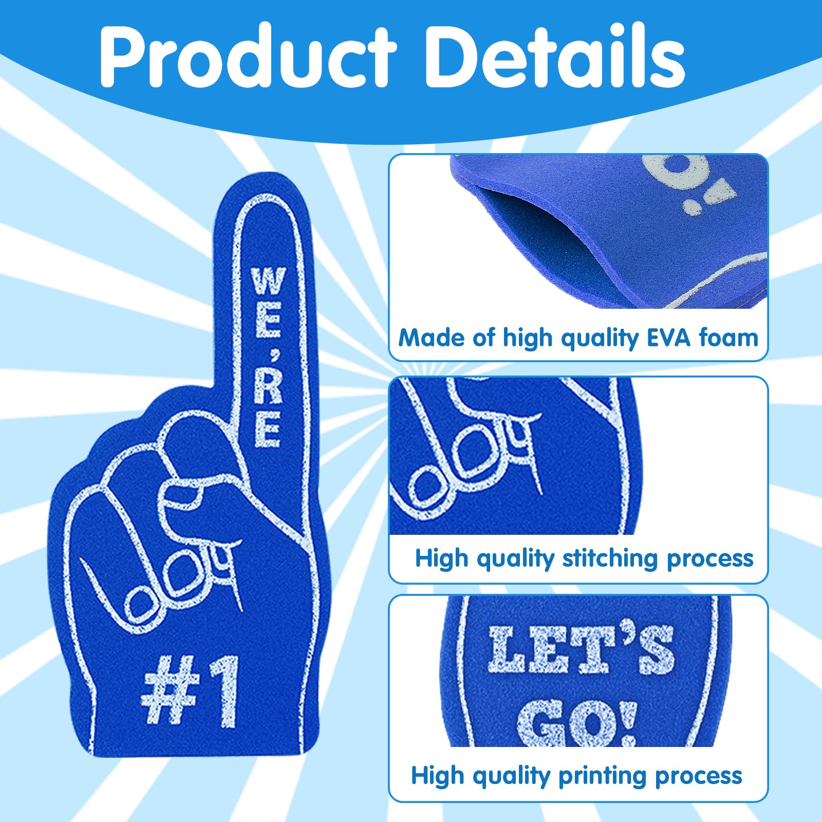 24 Stück Mini-Schaumstoff-Finger – 13 Cm, 8 Farben – Cheerleader-Finger Für Sportevents & Partys