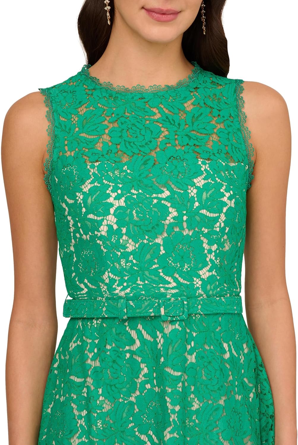 Adrianna Papell Women's Lace Midi Dress, Botanic Green - Image 3