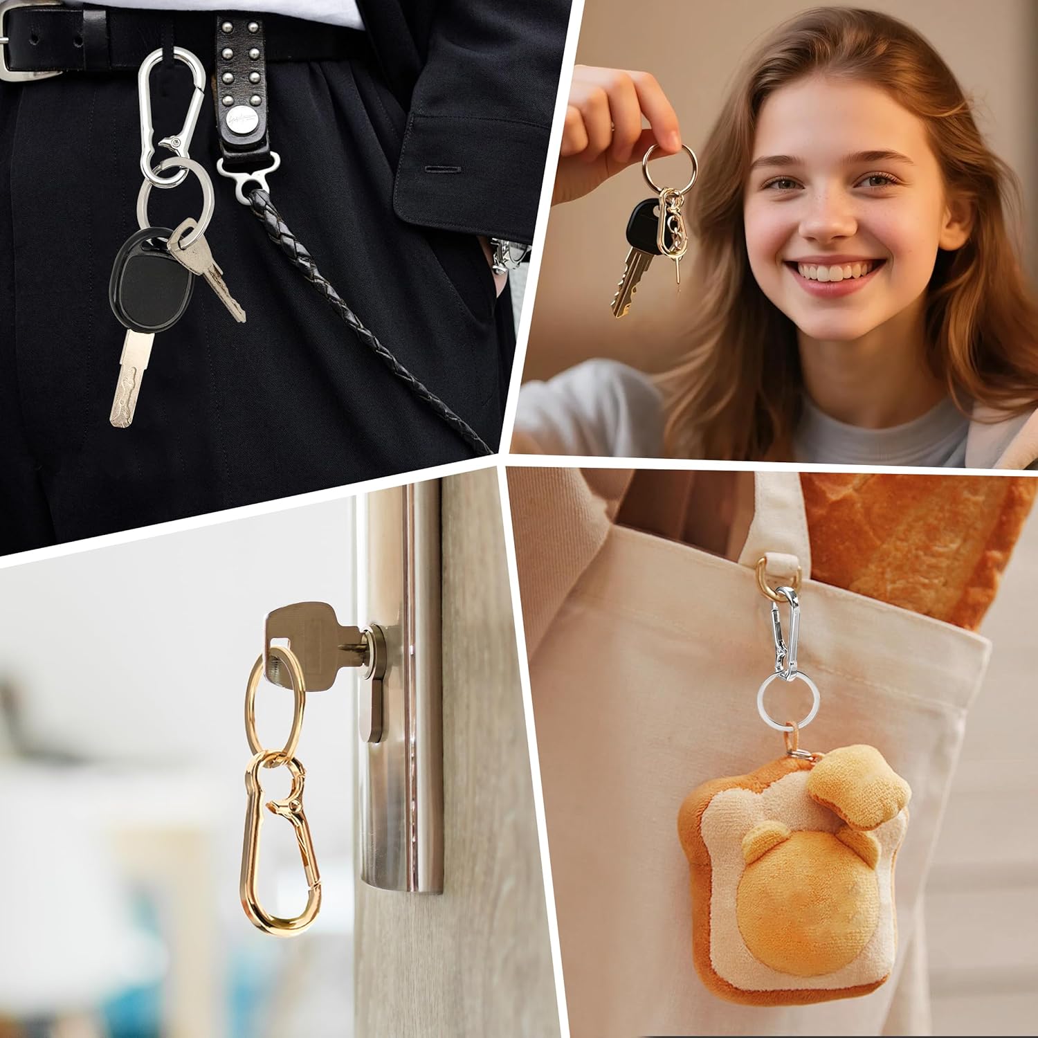 Key Chains, 3 Pcs Sturdy Keychain Clip Set for Women and Men, Durable Easy-to-Press Holder and Hook, 3 Colors - Image 6