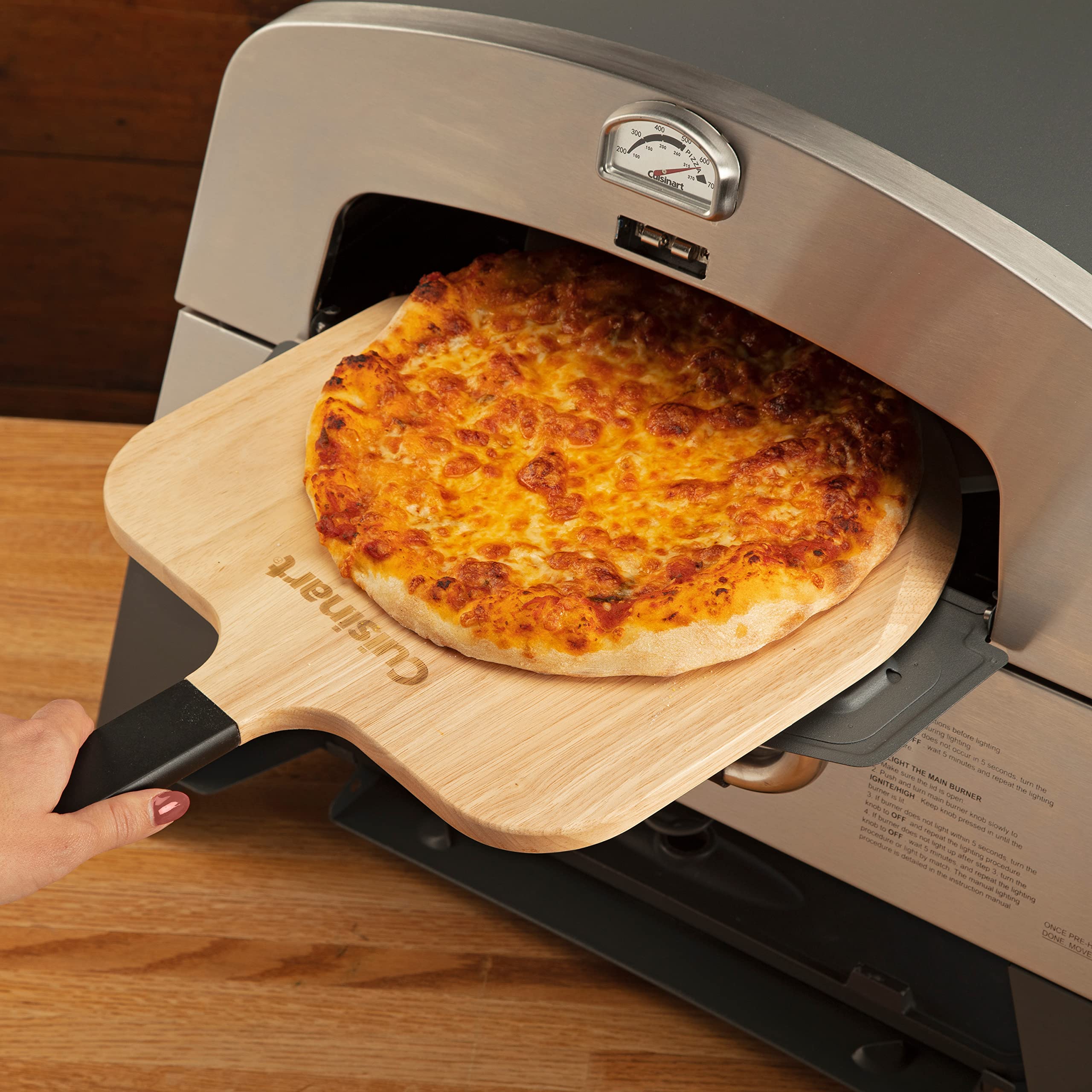 Cuisinart CPS-3216 - Juego de 5 piezas de preparación y servicio de pizza (alfombrilla de silicona antiadherente, cáscara de pizza de madera, cortador de pizza, cortador de masa, rodillo de masa)