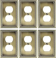 Vista 19 de Paquete de 2 Placas de Cubierta Combinadas para Interruptor de Palanca/Dúplex, Placa de Cubierta de Enchufe de Pared de Metal de Latón Antiguo