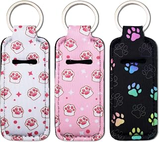 3 Pcs Chapstick Holder Keychain Set For Women Girl Her Cute Backpack Badge Reel Accessories Lip Balm Lipstick Keyring