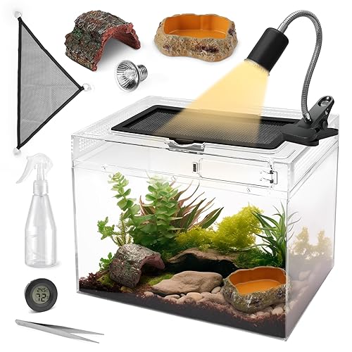 AZV Reptile Terrarium Starter Kit,8 Piece Small Reptile Tank with