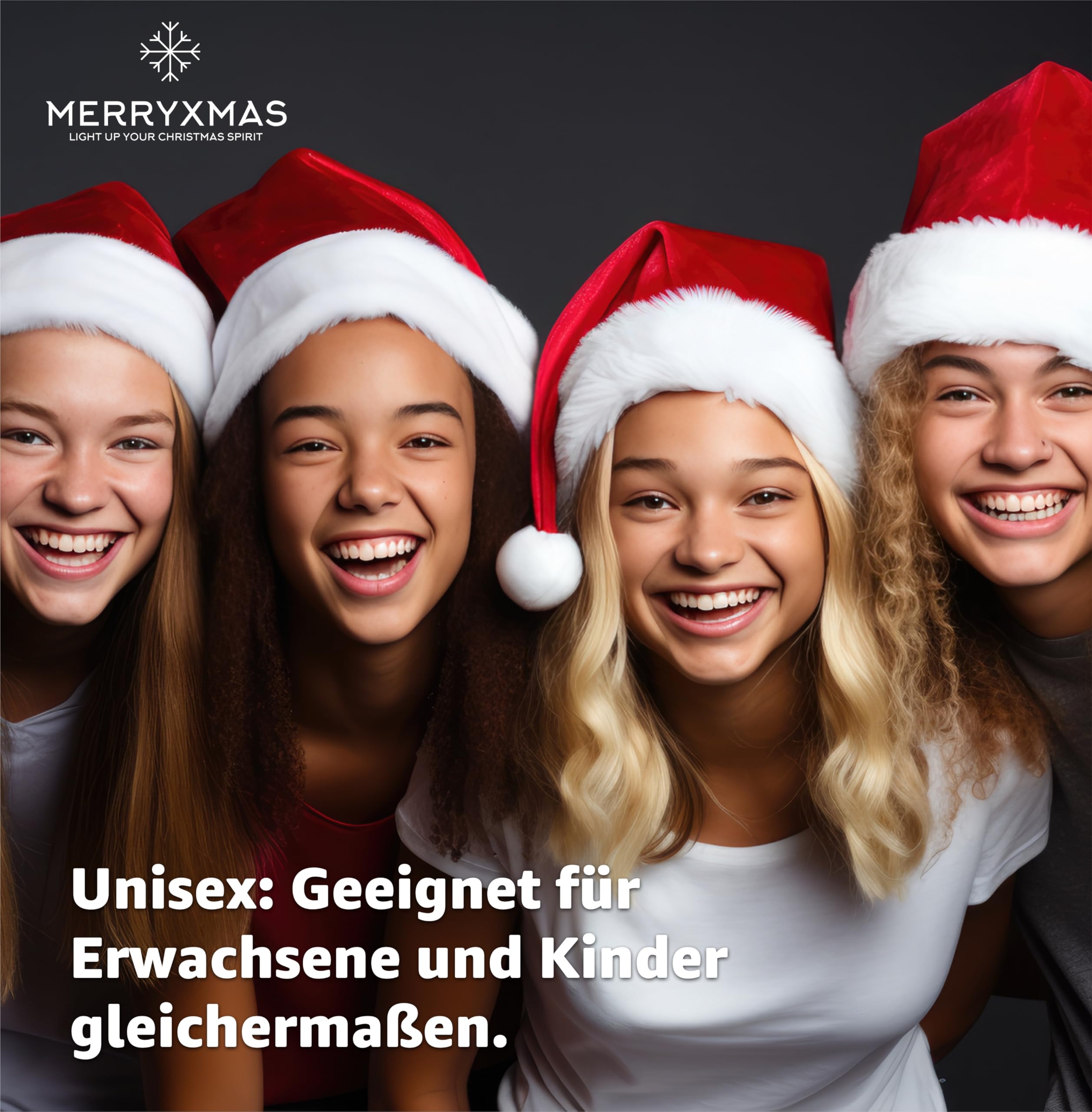 MERRYXMAS 2 x Santa Hat - Red - One Size - Adults & Children - Christmas - Image 2