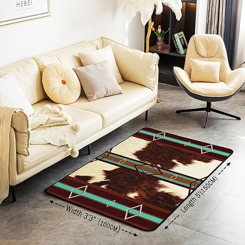 Miniatura 3 de Alfombras de piel de vaca para sala de estar para niños y niñas, alfombra decorativa de piel de vaca de 5 x 7 pulgadas, decoración de casa de campo,