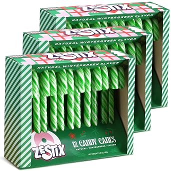 Christmas Candy Canes - Classic Green & White Wintergreen Flavor, 3 Pack 36 Count | Individually Wrapped Holiday Treats for Kids & Adults, Perfect for Stocking Stuffers & Gift Bags