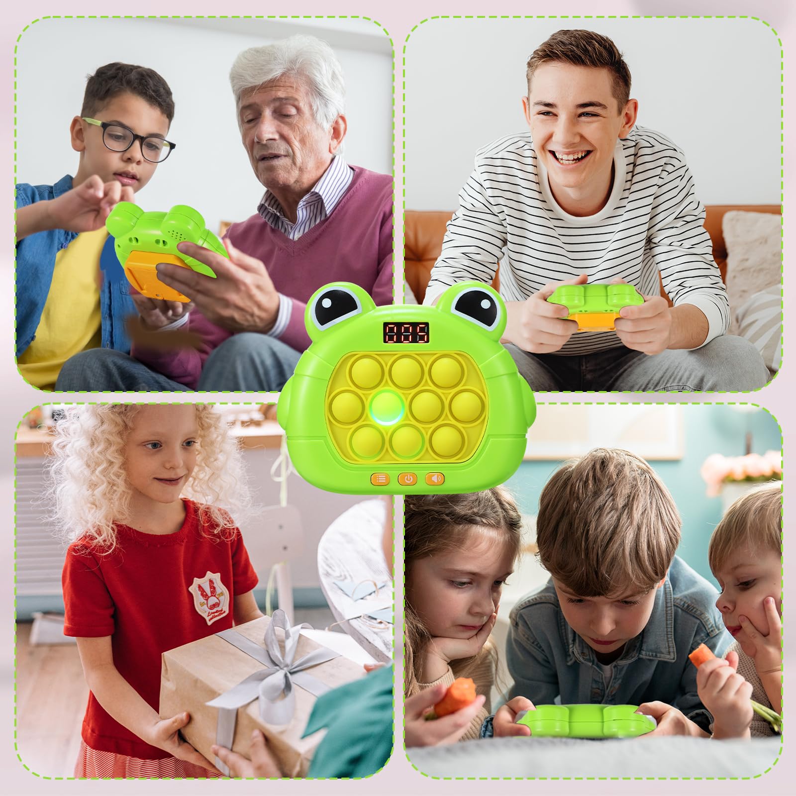 Gra Typu Fast Push z Ekranem, Urocza Gra Fidget Urzadzenie Przenosne Podswietlana Gra Typu z 6 Trybami Gry Zabawki Fidget dla Dzieci Prezent Urodzinowy (Zielona Zaba)