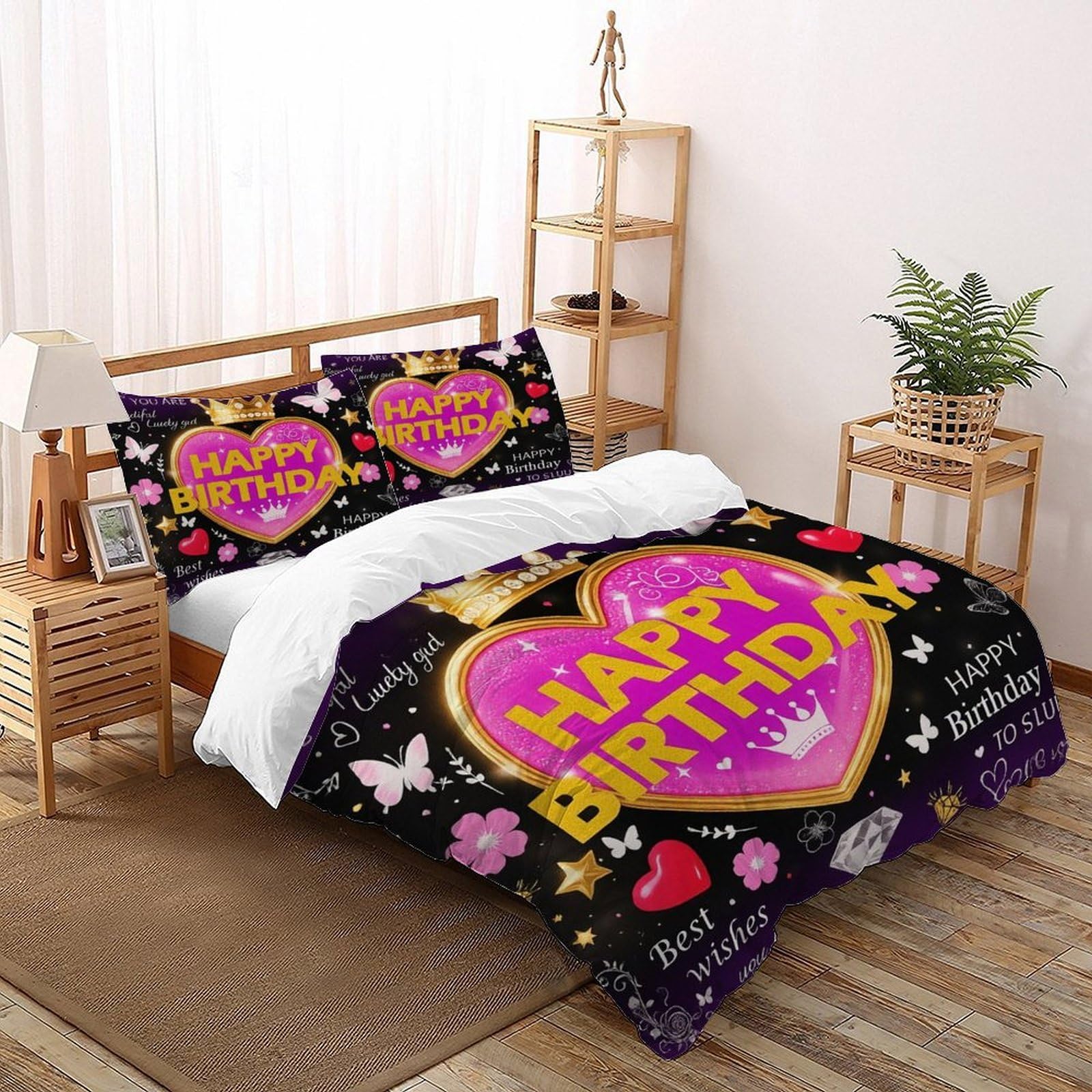 Housse de couette 200x200cm hypoallergénique et douce pour lit double 3D
