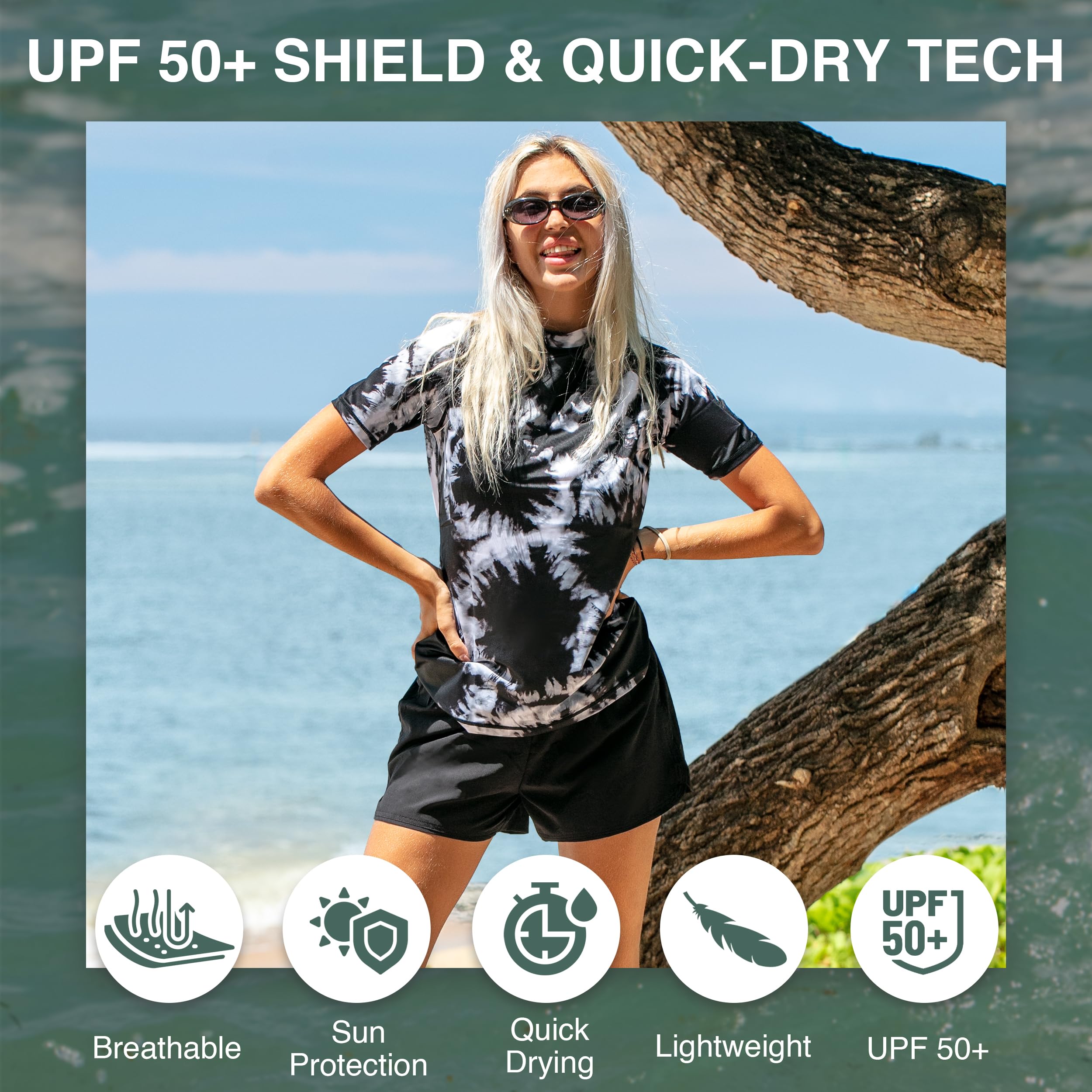 Kanu Surf Breeze UPF 50+ Short Sleeved Active Rashguard & Workout Top Maillot dermoprotecteur Femme (Lot de 1)