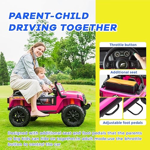 Miniatura 2 de TRANSPEARL Auto de paseo para niños, juguete con batería de 12 V con control remoto, modo de conducción padre e hijo, automóvil eléctrico con