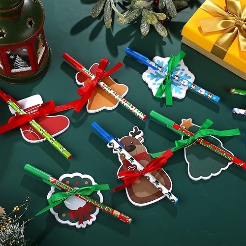 Miniatura 4 de Juego de 24 bloc de notas de Navidad, personajes de Navidad, notas adhesivas con bolígrafos navideños, tema de vacaciones de invierno, notas