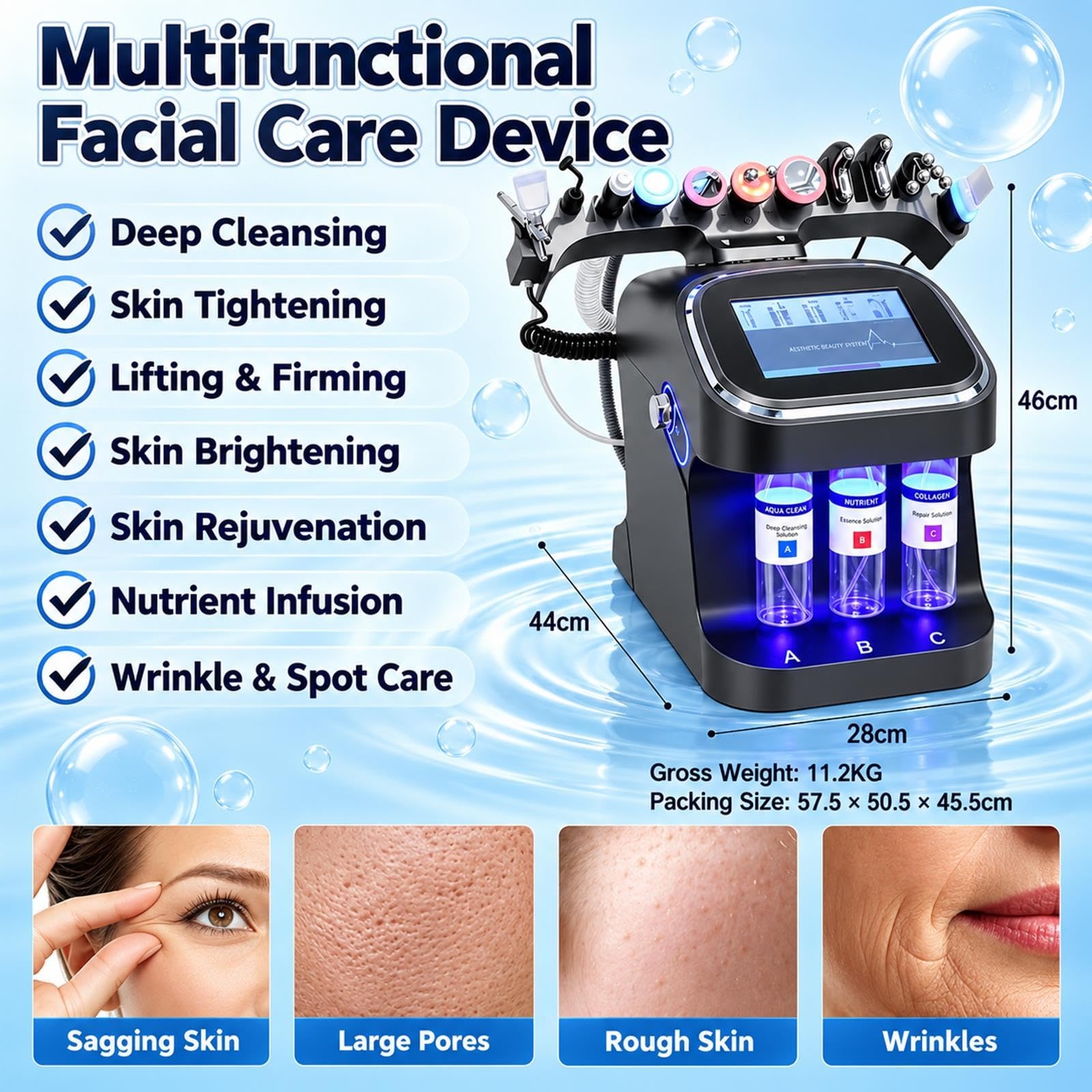 Macchina Professionale Aquas Peeling 10 in 1 Cura Viso Idrogeno Ossigeno