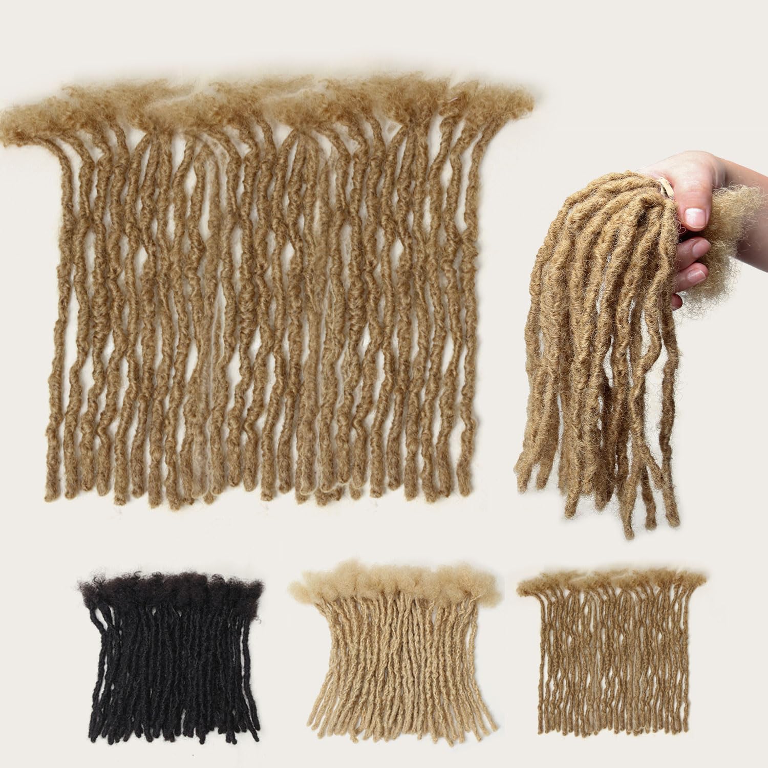 8 inch Interlocking Loc Extensions Human Hair, Soft Human Hair Dreads Extensions, 0.6cm Width 100% Human Hair Dreadlock Extensions, Natural Black (8 inch 20 Strands, 1B 0.6cm)