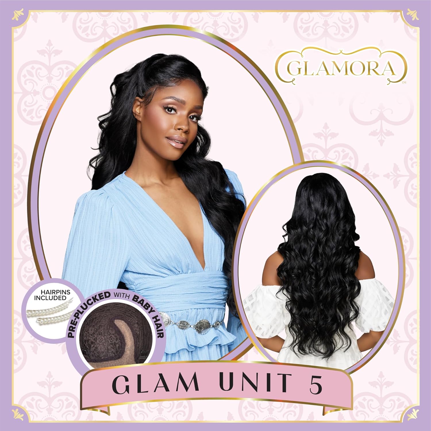 Sensationnel Glamora Lace Front Wig - Glam Unit 5 Glueless Side Part Ready to Wear Synthetic Preplucked Hairline (1B OFFBLACK)