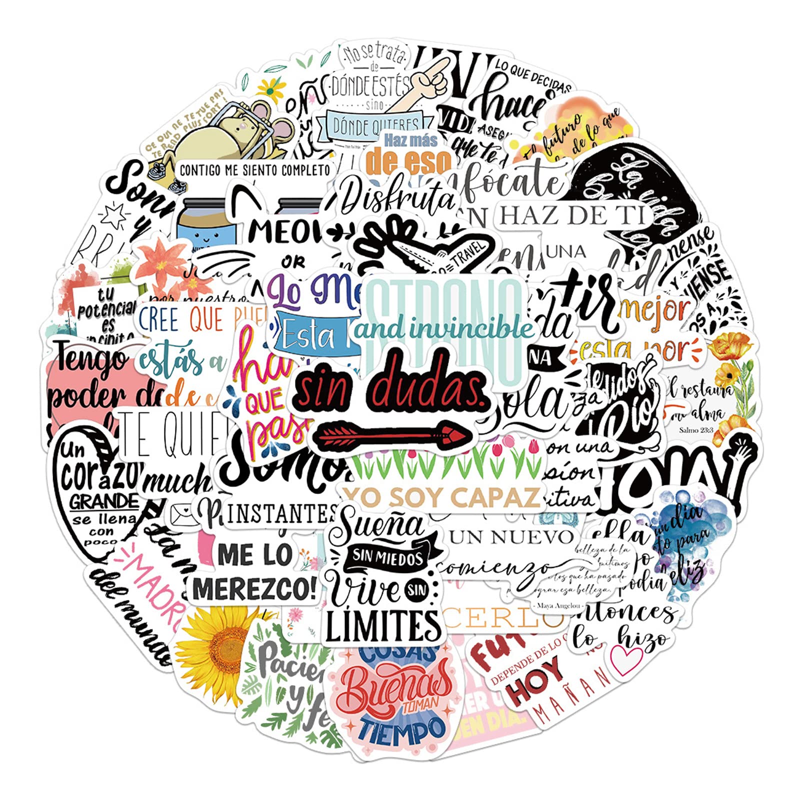Andiker 50 pegatinas con citas inspiradoras, pegatinas motivacionales impermeables para álbumes de recortes, portátiles, botellas de agua (escritura)
