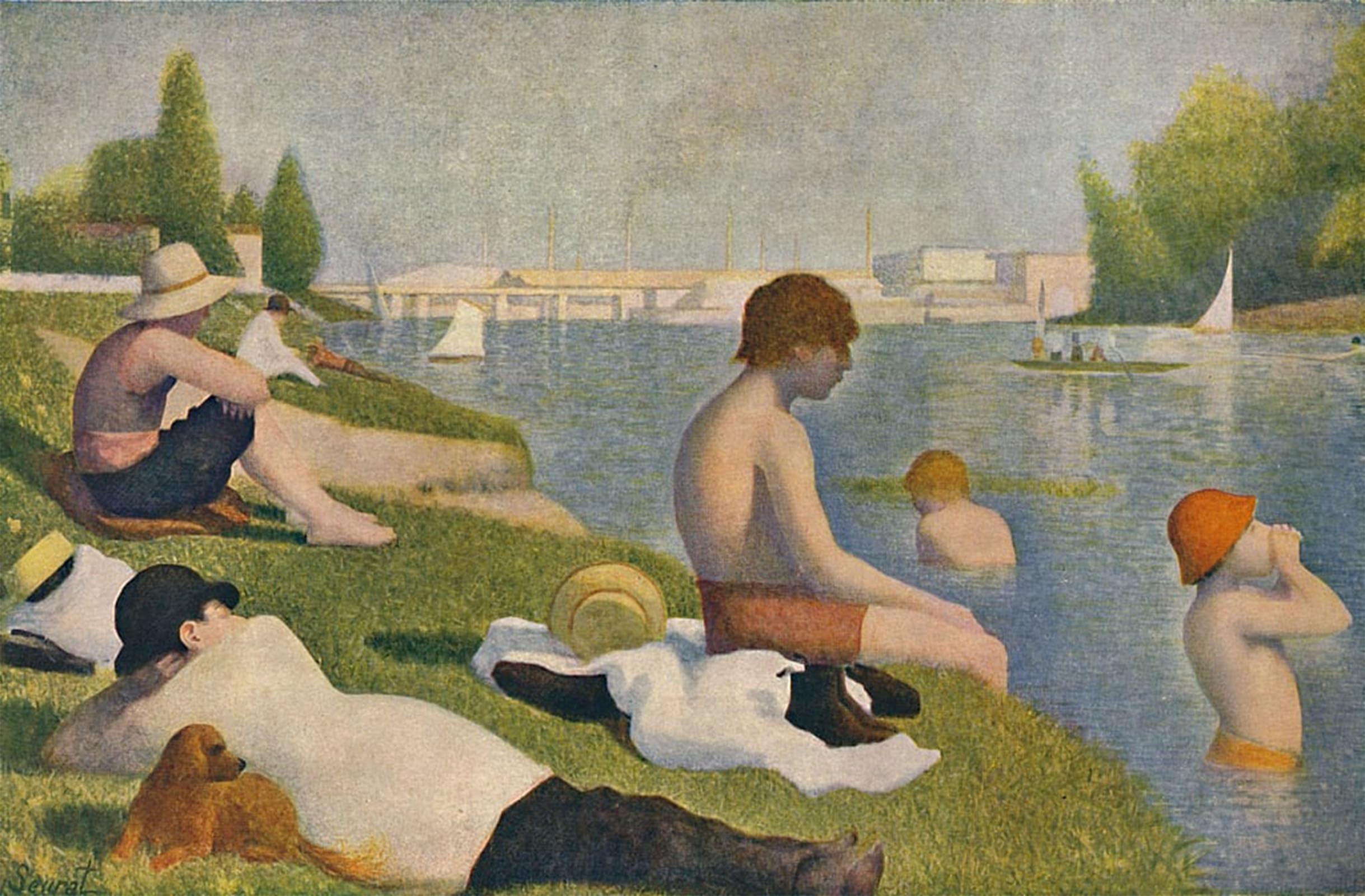 SERENDIPITP Vintage Picture Print on Canvas Wall Art Poster Bathing Bathers At Asnieres by Georges Pierre Seurat Artwork Print Poster for Wall Decor 60x90cm