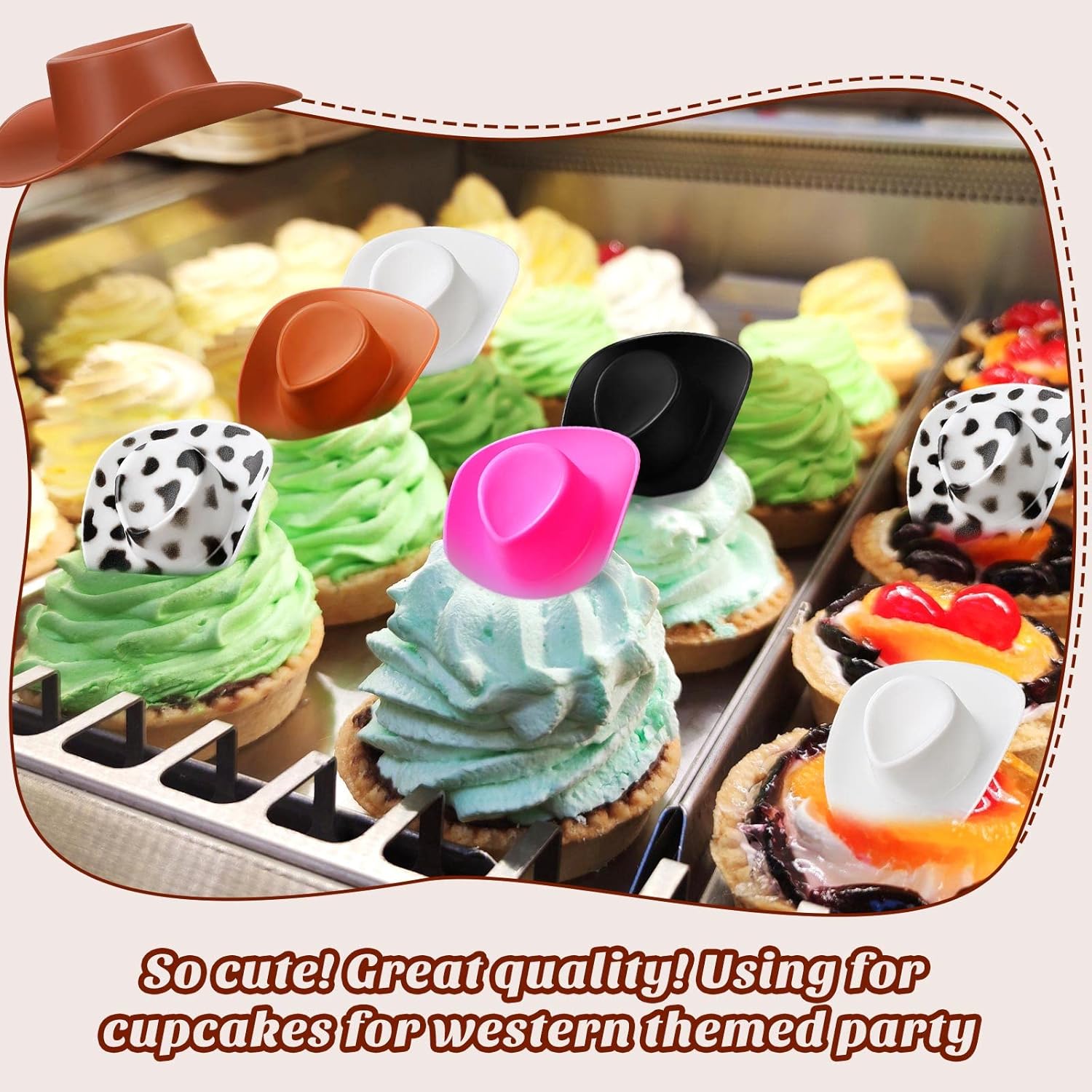 100 Pcs Plastic Mini Cowboy Hats for Crafts Tiny Cute Miniature Western Cowgirl Small Cowboy Hats Decoration for Party Cake Drink Decor Accessories Toy Doll Dress up Play Games Gift