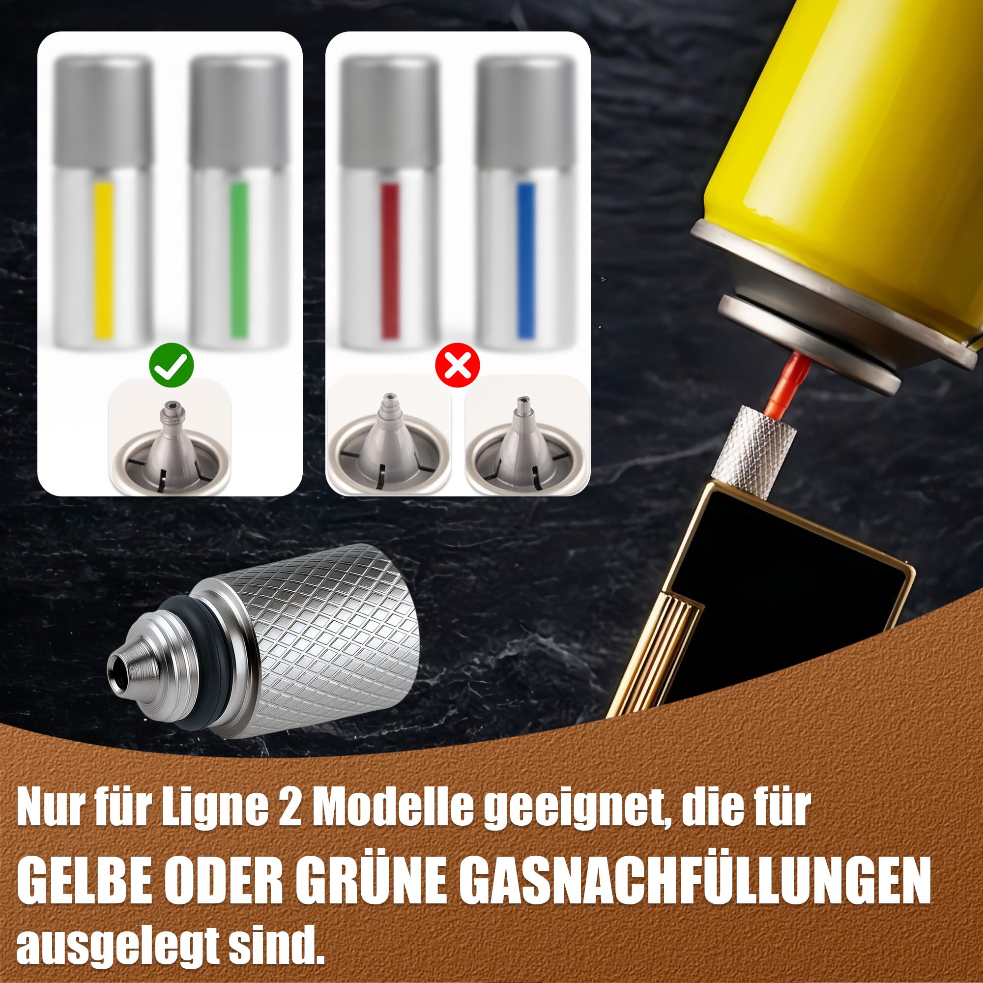 Adattatore di ricarica a gas per accendino S.T. Dupont Ligne 2 (modelli standard e classici), Gatsby e Ligne 1 Large, adattatore di ricarica a gas di aggiornamento in 2 pezzi per accendini