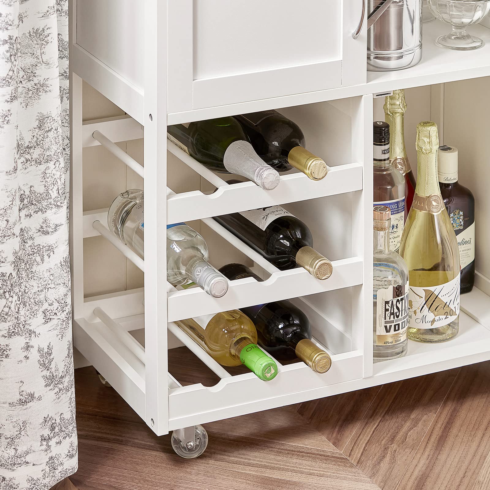 SoBuy Mobile Cucina Salvaspazio con Ruote Carrello Cucina con Cassetti e Portabottiglie, Mobiletto Credenza credenza cucina per Cucina o Sala da Pranzo, Bianco 67x86x38cm FKW45-WN