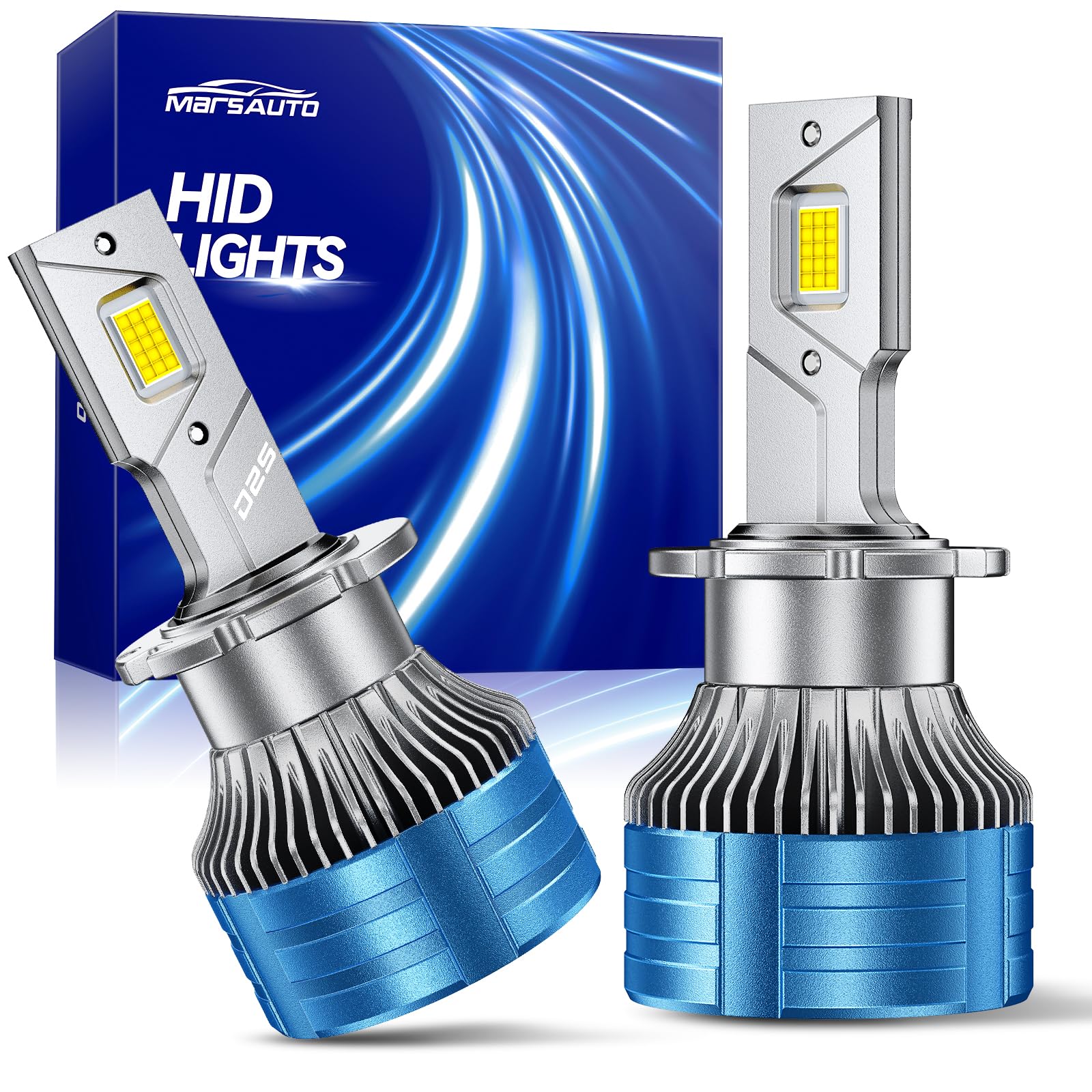 Marsauto D2S Bulbs, 6000K White 10X Brighter for HID Assembly D2S Xenon HID Bulb Replace 85122 66240 66040, Plug and Play Fog Light, Pack of 2