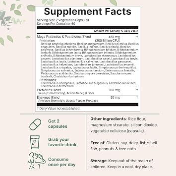 Micro Ingredients Probiotics 200 Billion CFU, 120 Veggie Capsules | Mega Probiotics for Men & Women | 40 Strains with Prebiotics, Postbiotics & Digestive Enzymes | Gut, Immune & Digestive Health