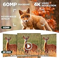 Vista 4 de VOOPEAK Cámara de sendero, cámara WiFi Trail con energía solar, visión nocturna, lente dual de 60 MP, 4K, 30 FPS cámaras de juego con sensores