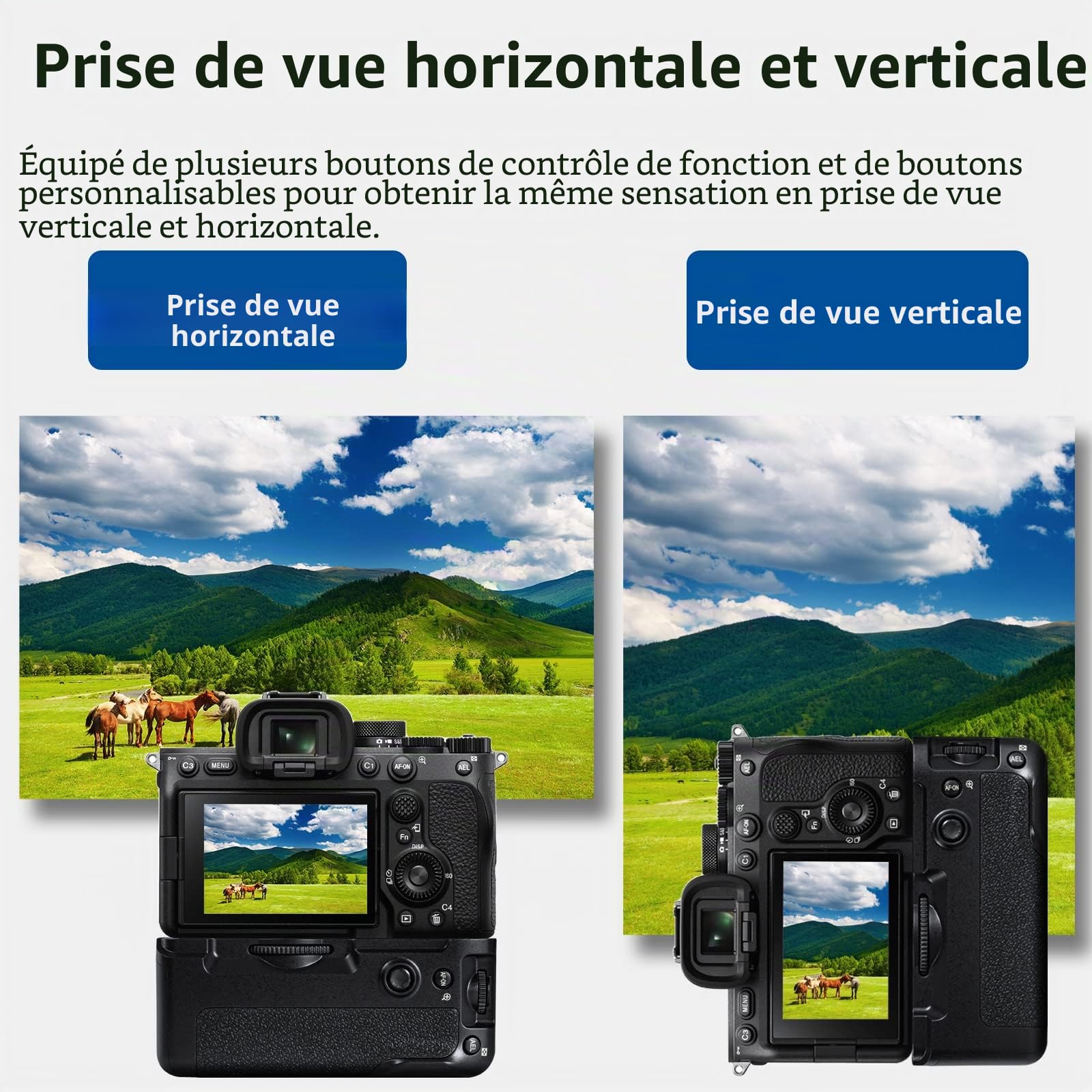 Poignée d'alimentation VG-C4EM pour appareils photo Sony A7R V A7R IV A9 II A7 IV A7S III A1, remplacement pour Sony Poignée verticale, utiliser une batterie NP-FZ100.