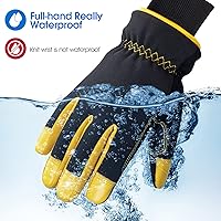 Vista 2 de Insulated Synthetic Leather Winter Work Gloves - 3M Thinsulate, Fleece-Lined, Water-Resistant Yellow&black