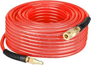 YOTOO 50-Foot Heavy Duty Polyurethane Air Hose - 1/4" ID With Quick Couplers & Bend Restrictors