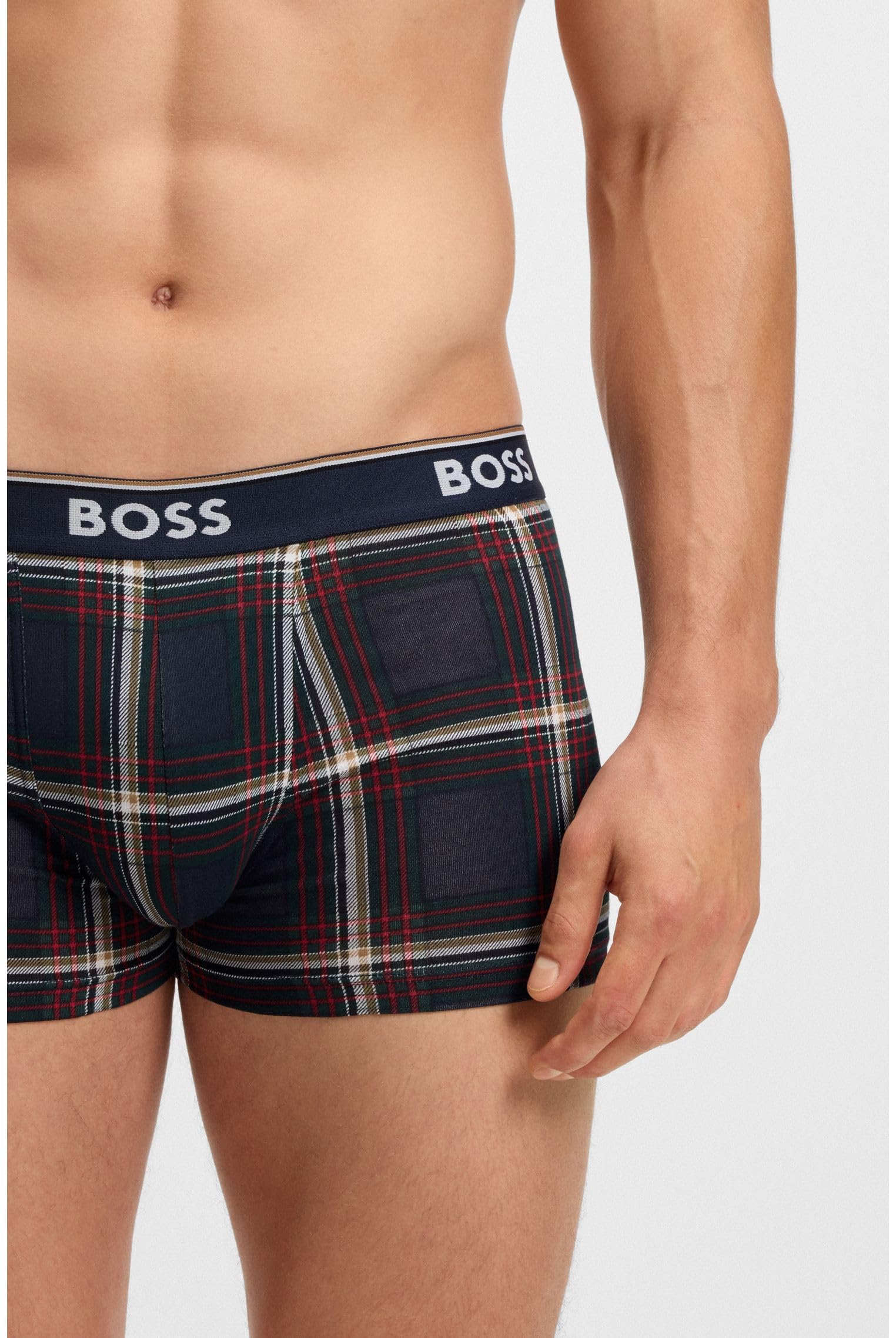 BOSS Dreierpack Eng Anliegende Boxershorts Mit Kurzem Bein Aus Stretch-Baumwolle Mit Logo-Bund