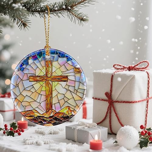 Miniatura 6 de Adorno de Cruz Católica, Adornos de Navidad Cristianos, Adornos de Árbol de Navidad, Decoración Religiosa de Vacaciones | Regalos para Cristianos,