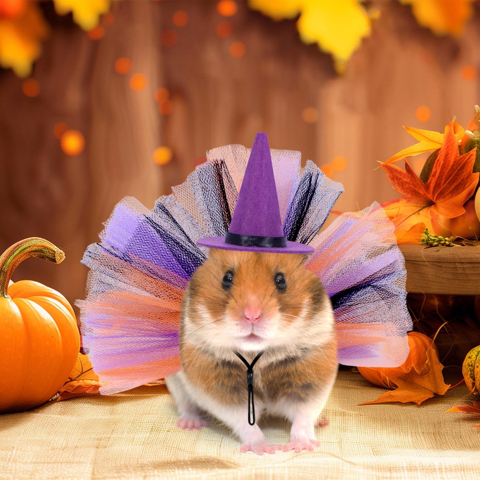 Fnaobai 2pcs Bearded Dragon Witch Costume Set Small Pet Adjustable Hat Bow Tutu Skirt Outfits for Lizards Guinea Pigs Bunny Ferrets for Celebrations Halloween Parties (Purple) - Image 4