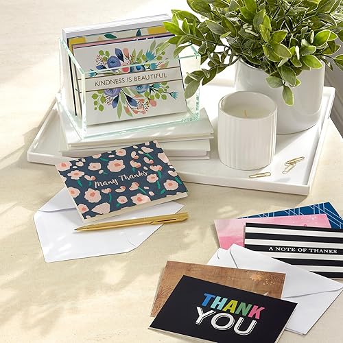 Miniatura 2 de Hallmark Surtido de tarjetas de agradecimiento a granel (48 tarjetas en blanco con sobres) rosa, negro, dorado, floral