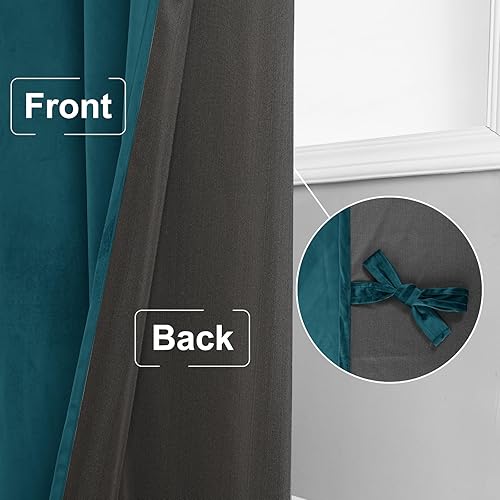 Miniatura 184 de Cortinas de terciopelo JIUZHEN, cortinas opacas suaves de terciopelo retro para dormitorio, cortinas elegantes con reducción de ruido y Rosa