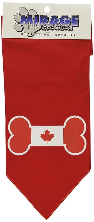 Dog Supplies Bone Flag Canadian Screen Print Bandana Red Large