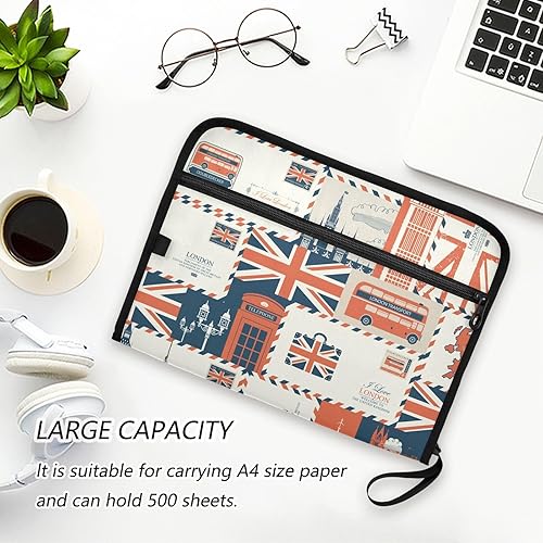 Miniatura 6 de Carpeta de archivos expansible con temática retro del Reino Unido y Londres, 13 bolsillos, organizador expansible, carpeta de archivos para tamaño