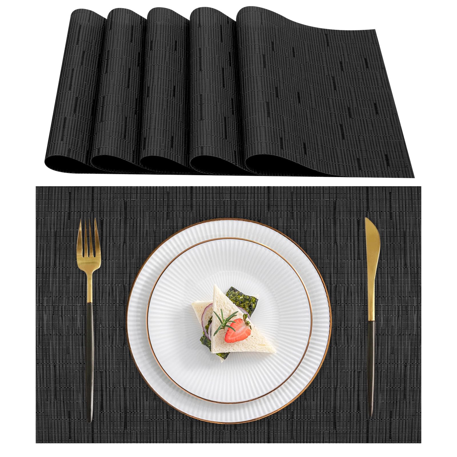 Lot De 6 Sets De Table Américains En PVC 30x45 Cm - Antidérapants, Lavables, Motif Géométrique Beige - Pour Table De Cuisine Ou Salon