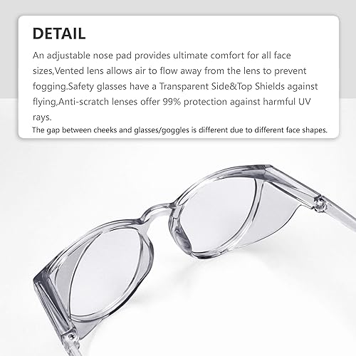 Miniatura 9 de Gafas de seguridad con estilo, antiempaño y bloqueo de luz azul (cuadrados, lila)