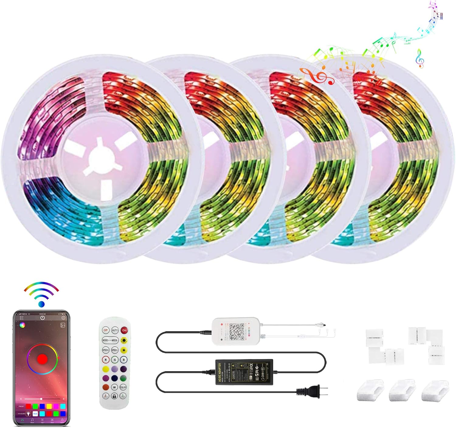 Exclusive Discount 90% Price 133ft/40m High Quality 5050 RGB LED Strip Lights, Bluetooth led stip Light, Controlled via Smart app Controlled, Sync with Music, Ideal Decoration for Home, Garden, bar and Party (133ft)