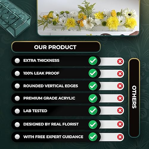 Miniatura 6 de Acrylery Florero de acrílico rectangular de 23 pulgadas de largo, a prueba de fugas, 24 agujeros, jarrones acrílicos de 0.197 in de grosor para