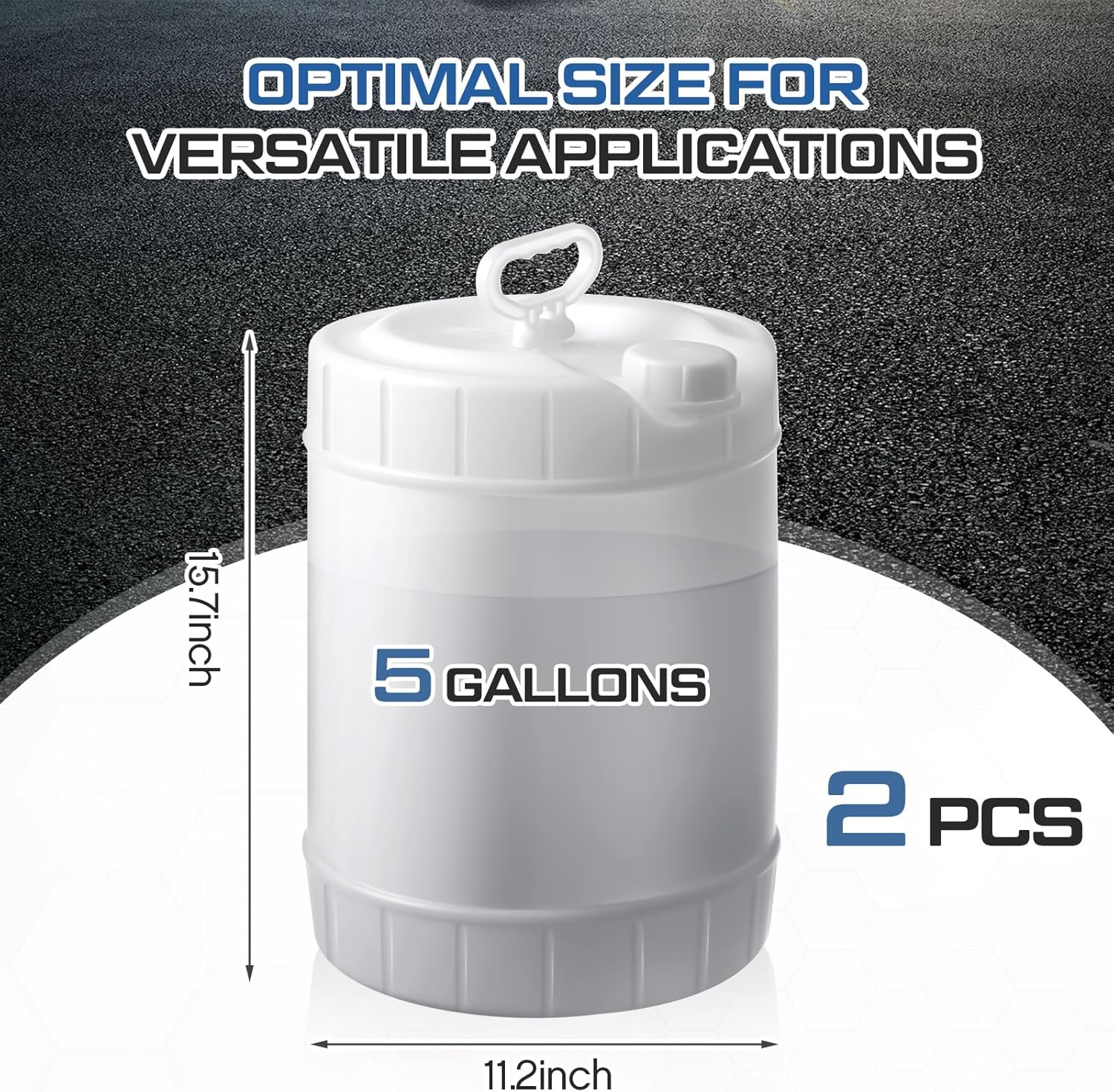 2 Pack 5 Gallon Tighthead Container with Cap Clear Plastic Jugs with Lids, Plastic Hedpak Water Jug Storage Containers, HDPE Carboy Leak Proof for Fermentation, Storage and Brewing