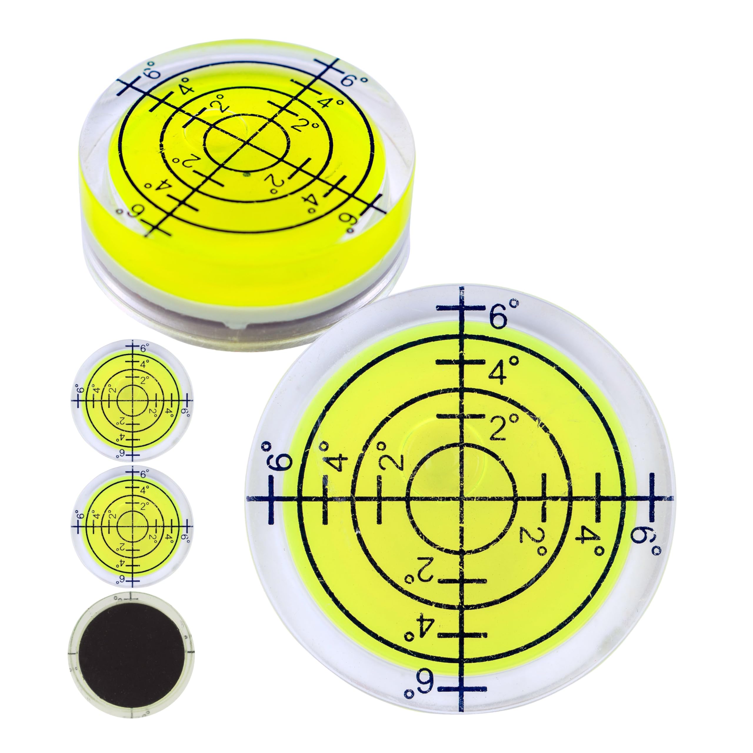 Nivel de burbuja, 5 piezas, Ø 32 mm nivel de precisión con burbuja de aire, con reverso magnético, leveling para cámaras, camping y caravanas, flotador redondo de ojo de buey, spirit level, tools, DIY