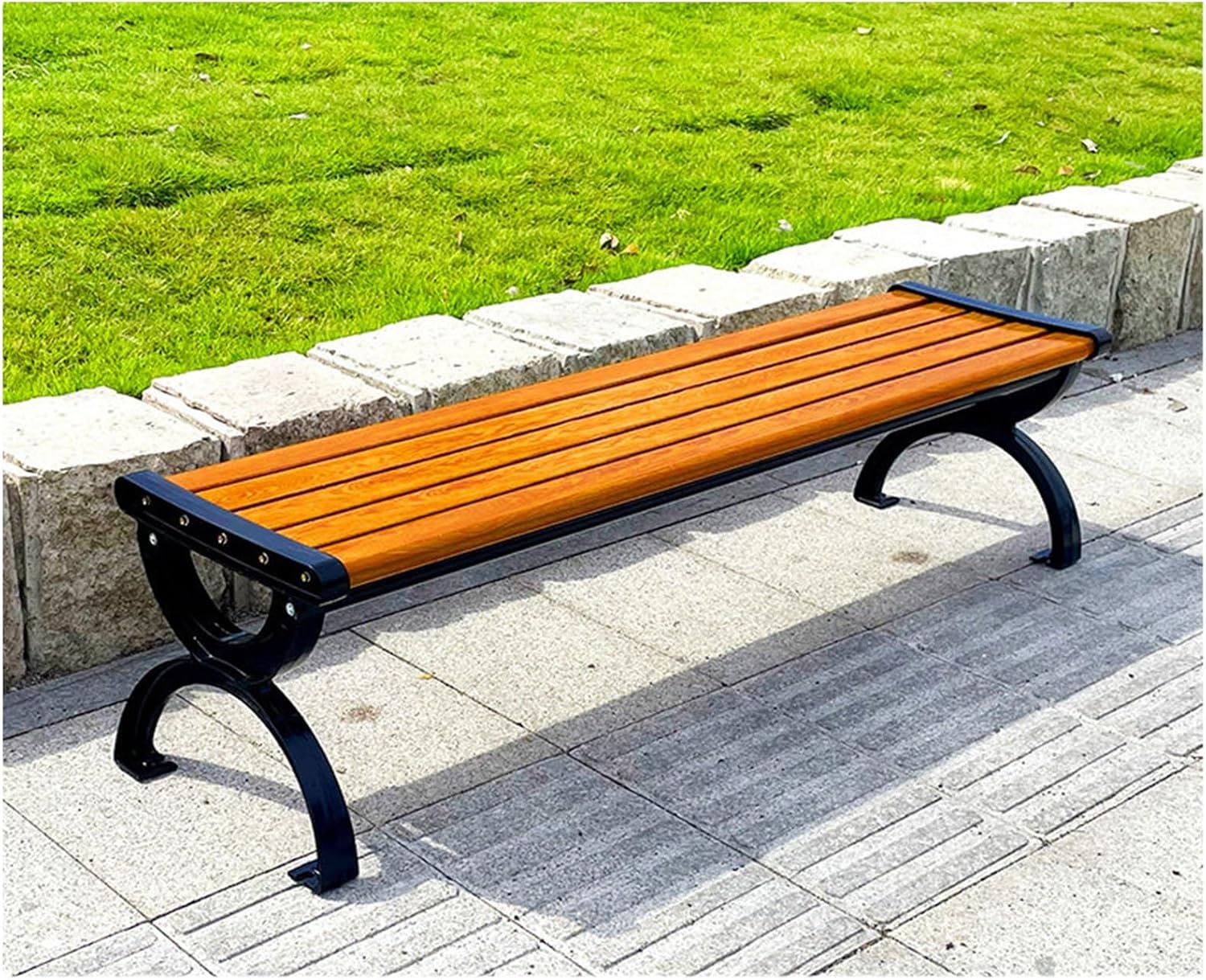 15in High Outdoor Garden Bench Metal, Waterproof Park Patio Benches, with a Load Capacity of 837lbs, Ideal for Outdoor Use(Black,180x38x38cm/71x15x15in)