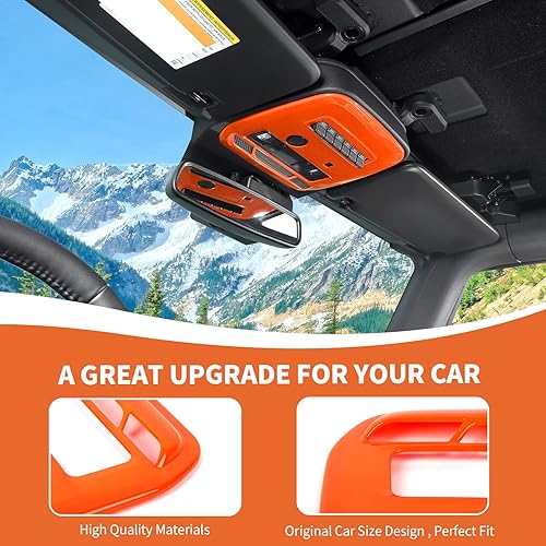 Miniatura 6 de Cubierta para panel de luz de lectura frontal Bronco compatible con accesorios interiores Ford Bronco 2021-2025, 2 puertas, 4 puertas, color naranja