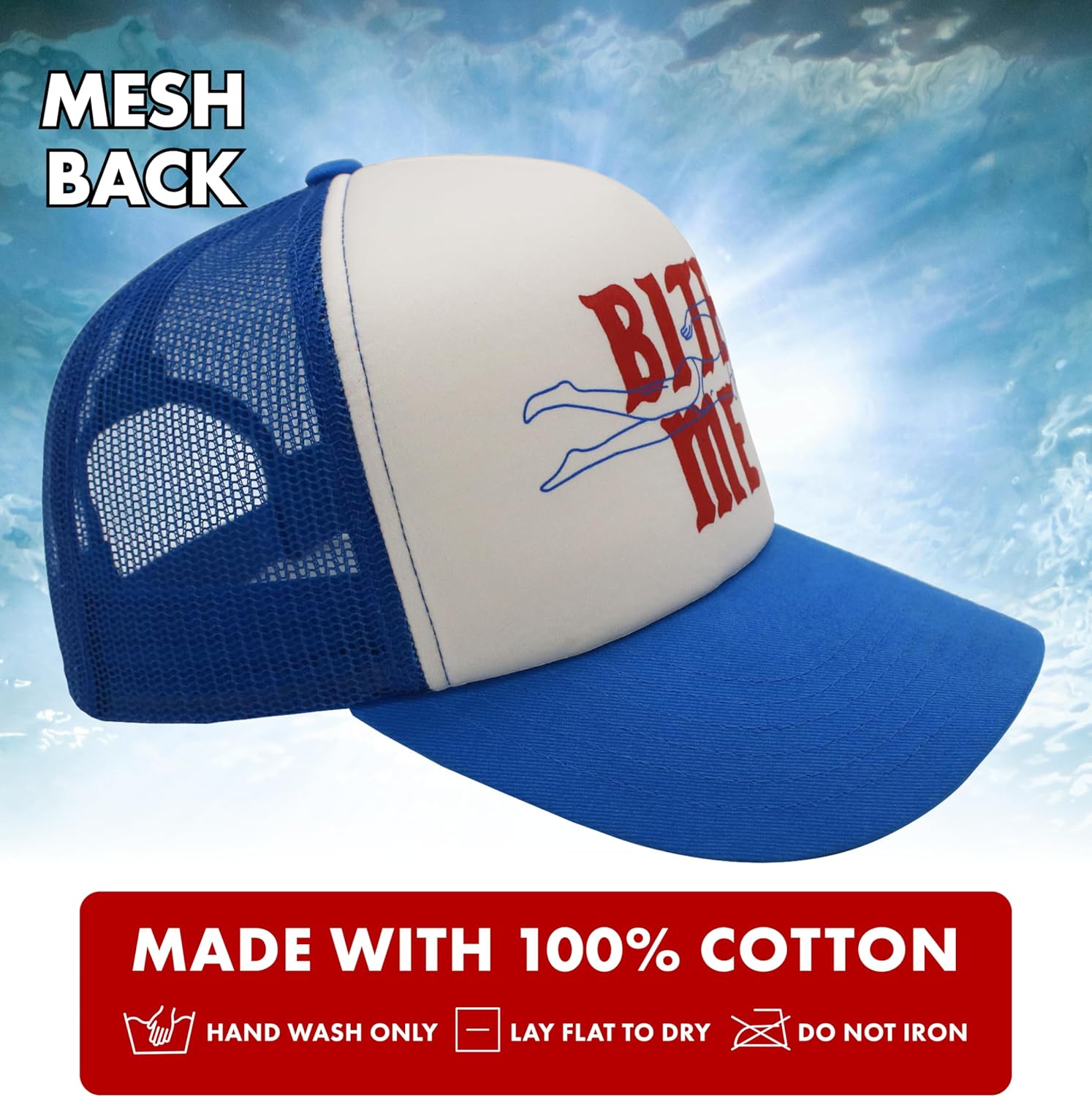 Jaws Trucker Hat, Adult Cotton Baseball Cap with Curved Brim, Cream, One Size