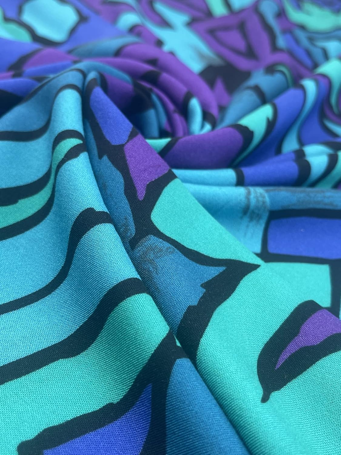 Minerva Exclusive Arcane Art Viscose Challis Fabric Ocean - per Yard