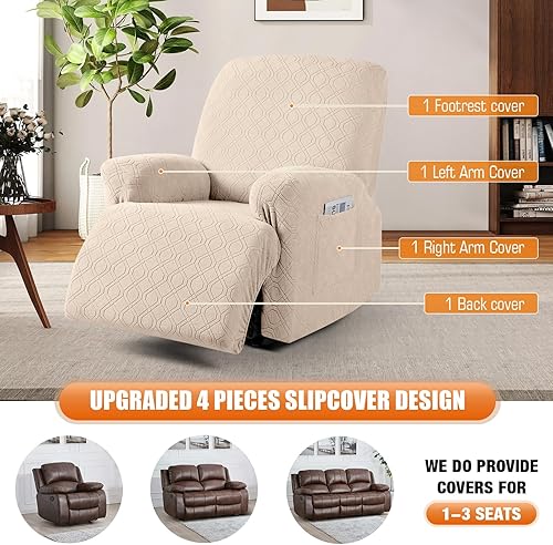 Vista 135 de VANSOFY Funda para silla reclinable, 3 piezas, fundas elásticas para silla reclinable, funda suave para silla reclinable, protector de muebles