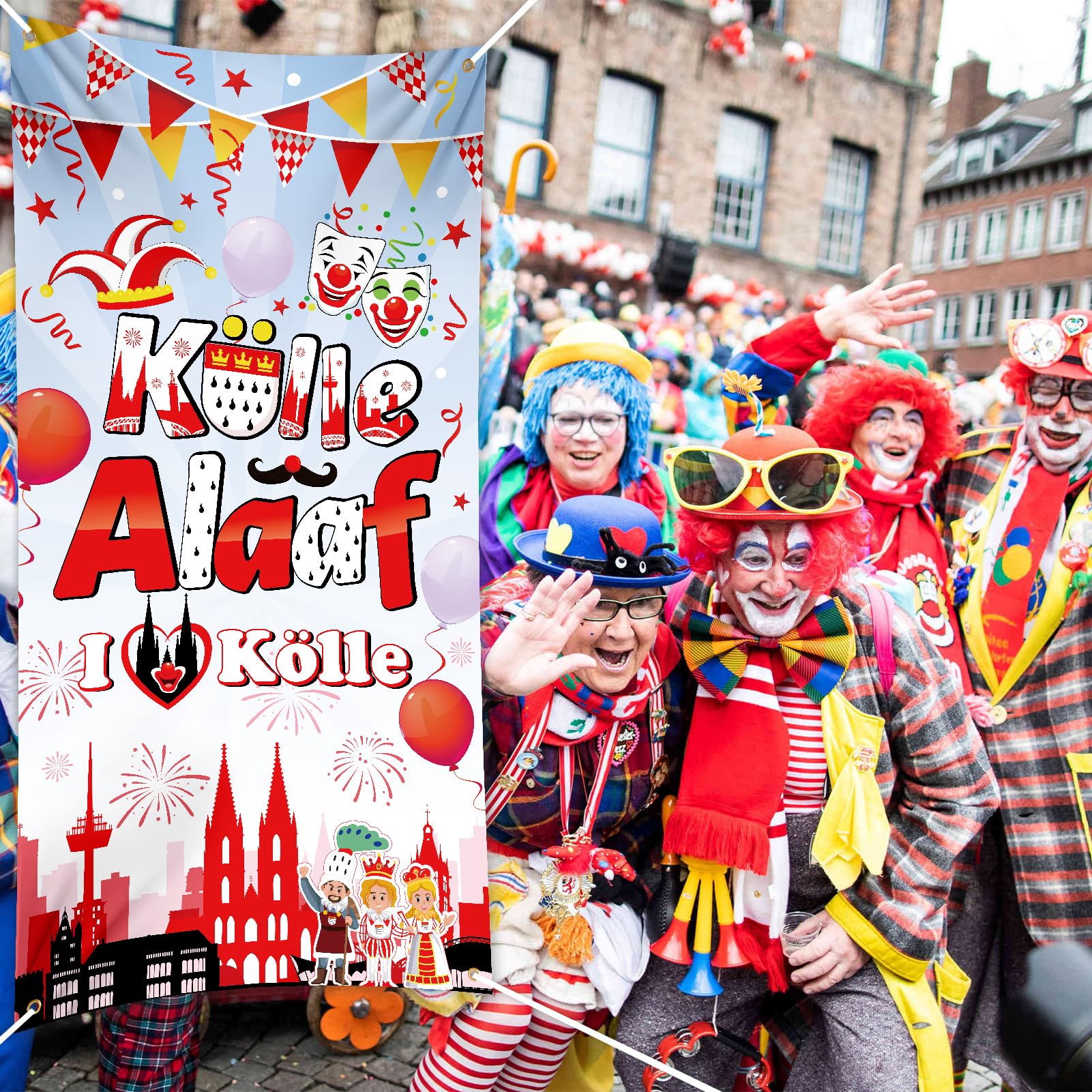 DPKOW 32 Buttons Kölner Karneval 2025 Accessoires, Köln Anstecker Pin Kölle Alaaf Buttons Fasching Kostüm Accessoires, Köln Jeck Gadget Mitgebsel Karneval Kölle Gastgeschenke Deko, mit Anstecknadel