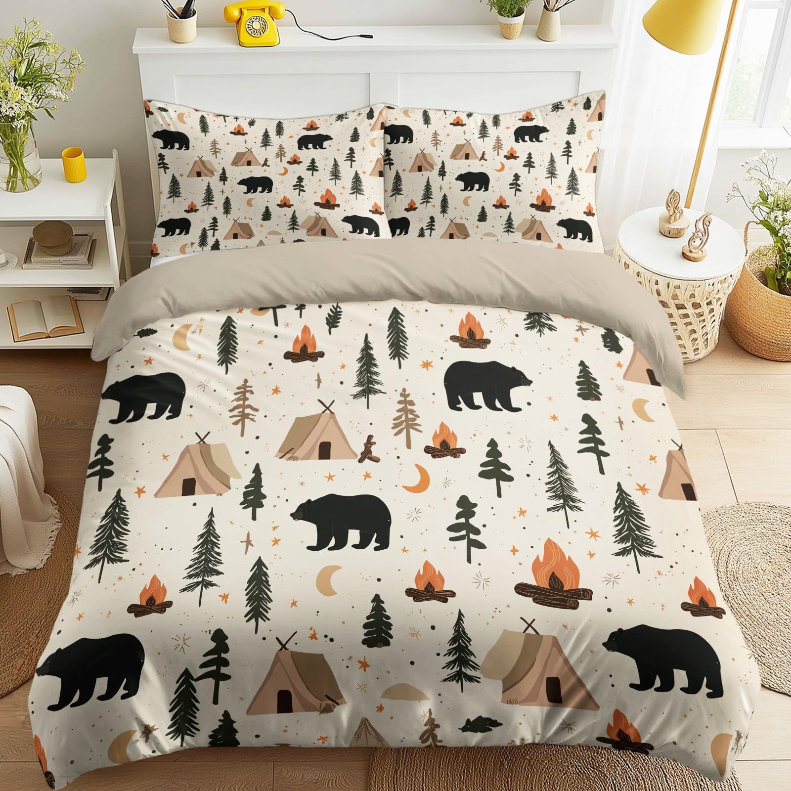 Housse de couette camping 200x220 pour transformer la chambre des ados en un espace d'aventure