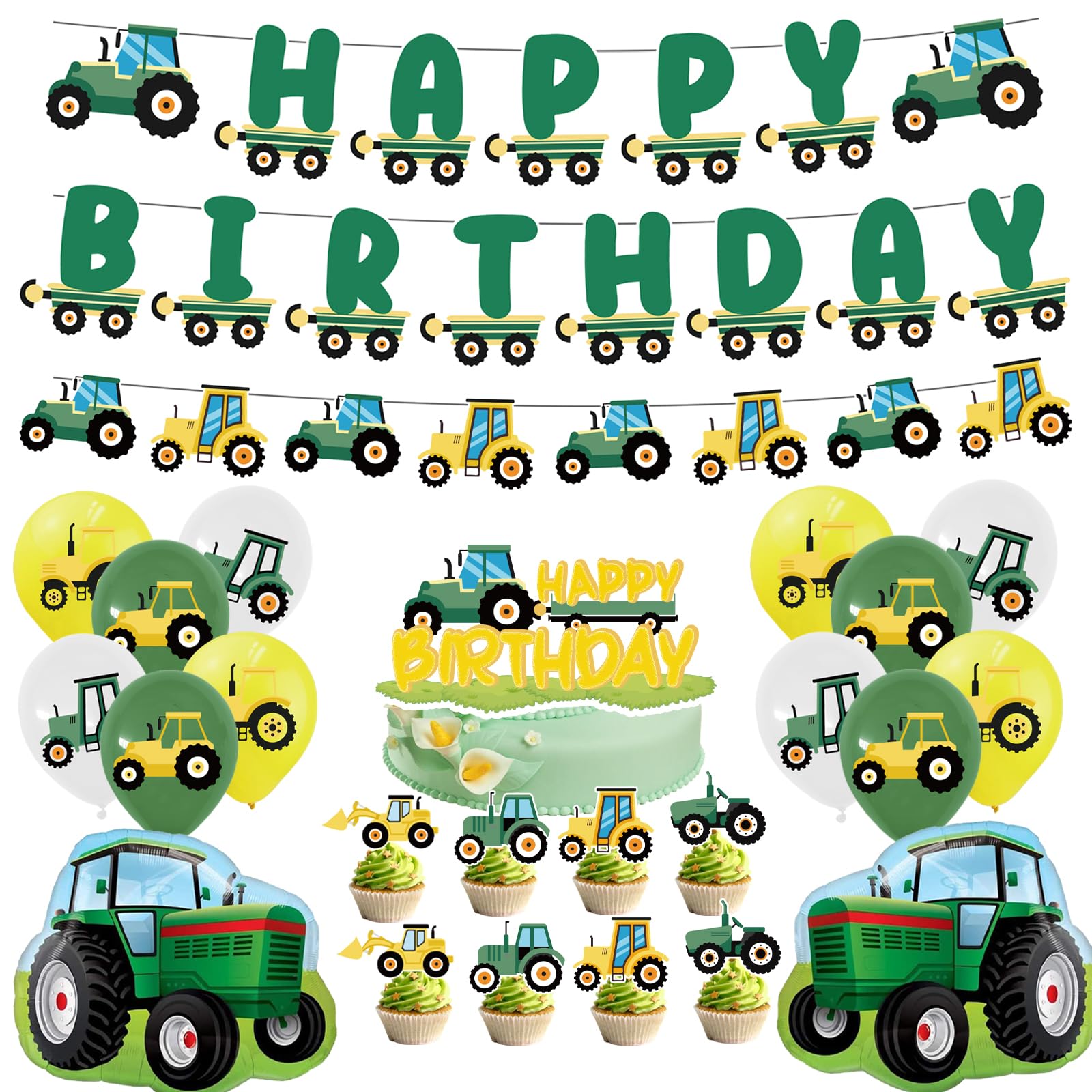 Tracteur Anniversaire Bannière Guirlande Bunting Pour Fournitures